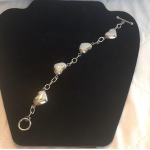 ELYA Stainless Steel Puffed Hearts 💕 Chain Bracelet NWT